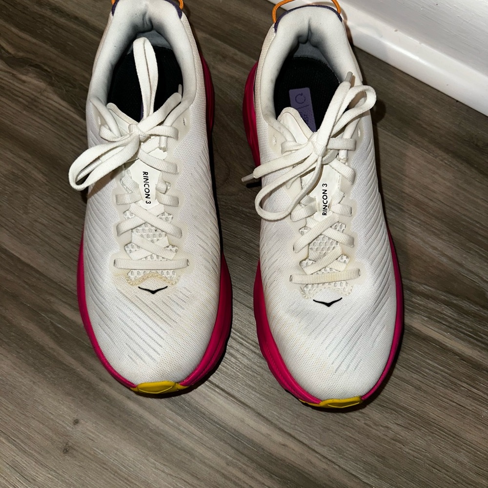 Hoka Women's White and Pink Athletic Shoes